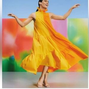 Christopher John Rogers Maxi Tiered Dress Yellow Orange XXS